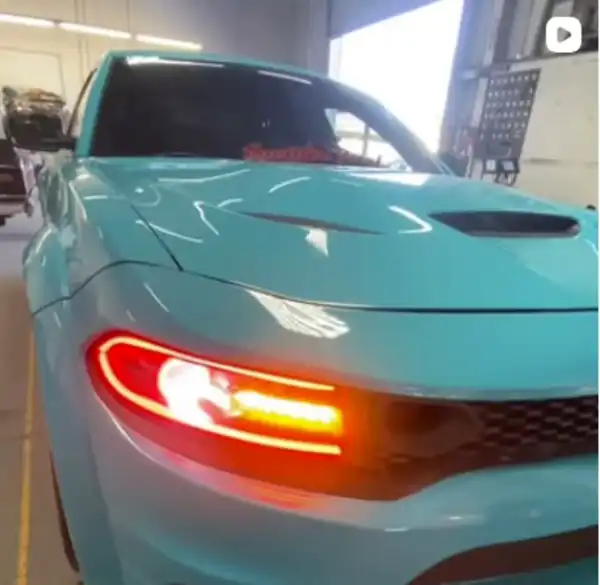 Freshly painted Dodge Charger at SV Collisions auto body shop in El Cajon