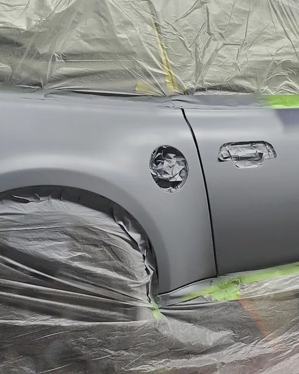 Fender panel primed and prepped for paint at SV Collisions